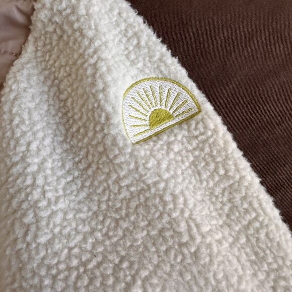 Faherty Cobble Hill Popover Sherpa Fleece Neutral Quarter Zip SMALL Jacket - Picture 5 of 8